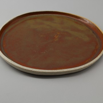 Assiette plate émail roux