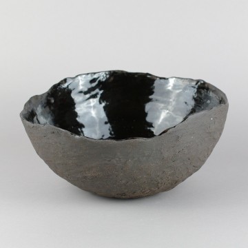 Saladier coquille grès noir